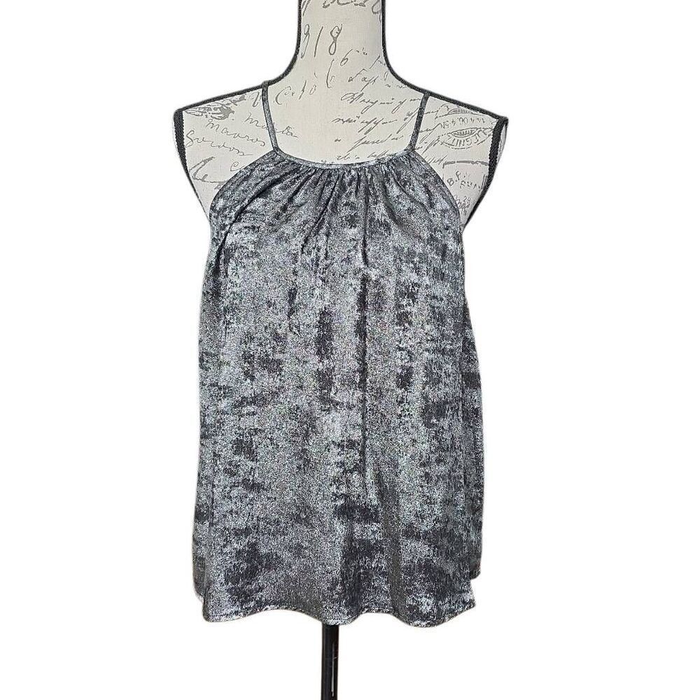 1.State Women's Size Large Gunmetal Silver Dust Sleevless Cami Blouse